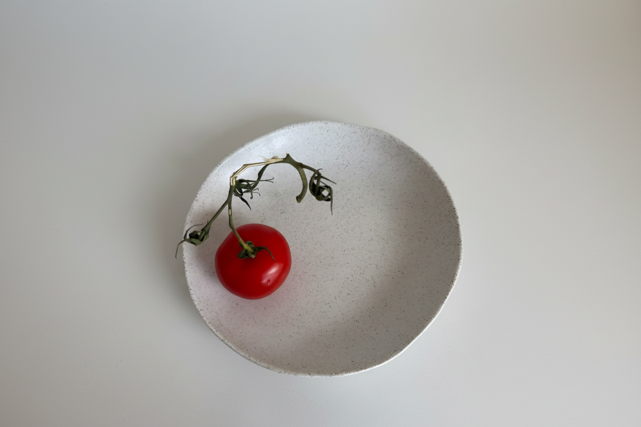 Ceramic platter with tomato styling and neutral white background - Image 8
