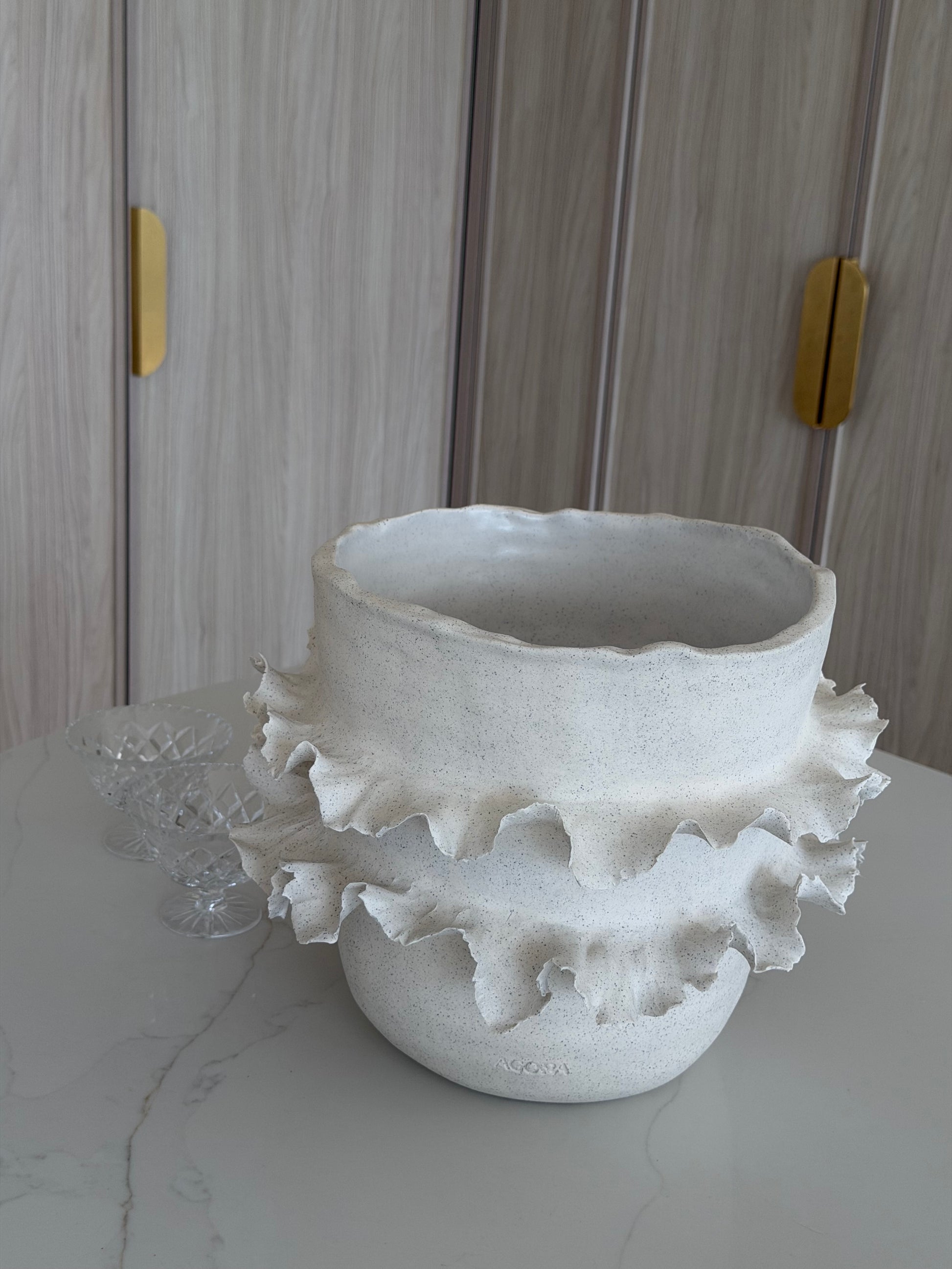 Synáxis No.02 handbuilt sculptural stoneware vessel by Agora Ceramics