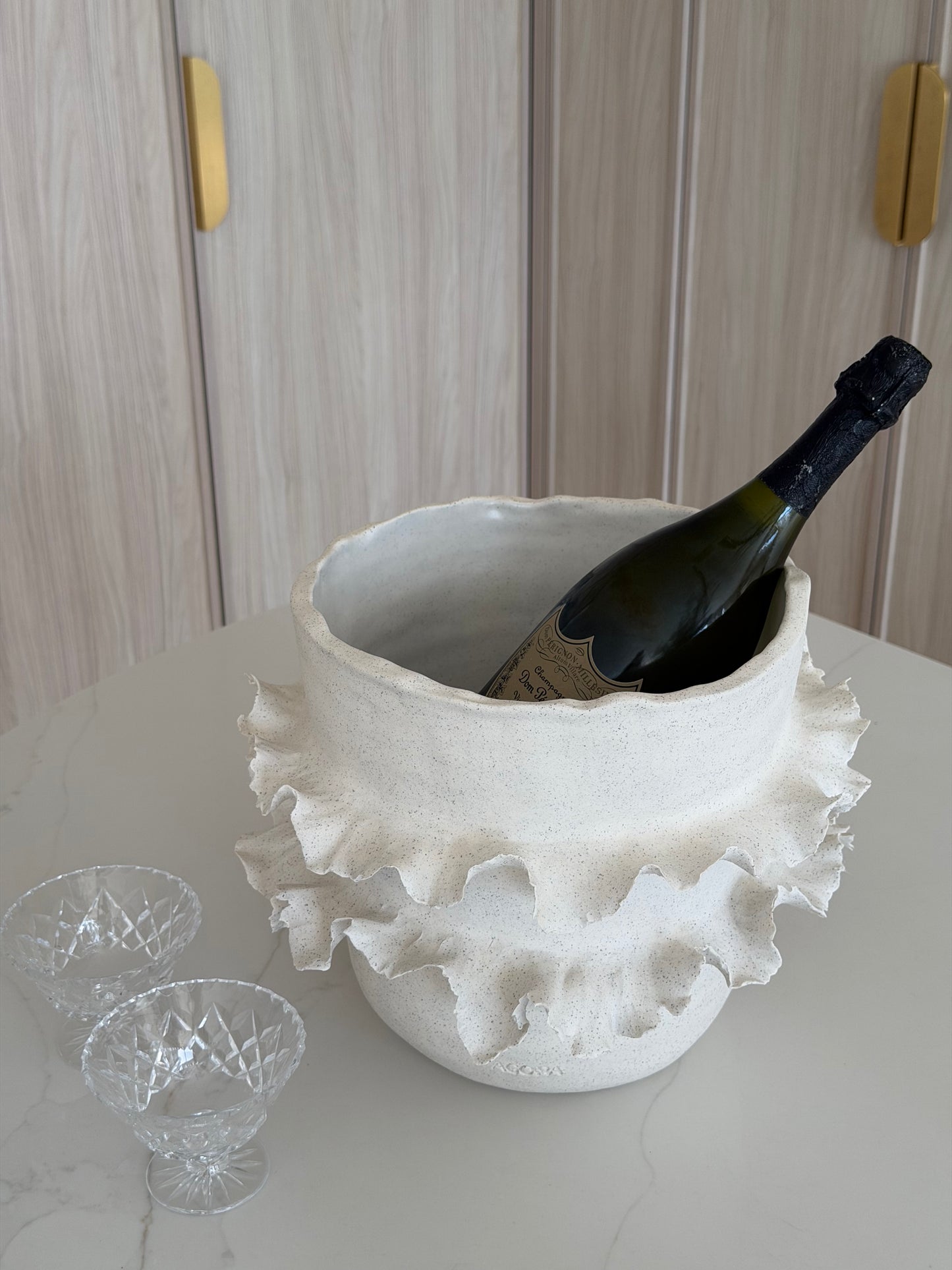 Synáxis No.02 handbuilt sculptural stoneware vessel by Agora Ceramics