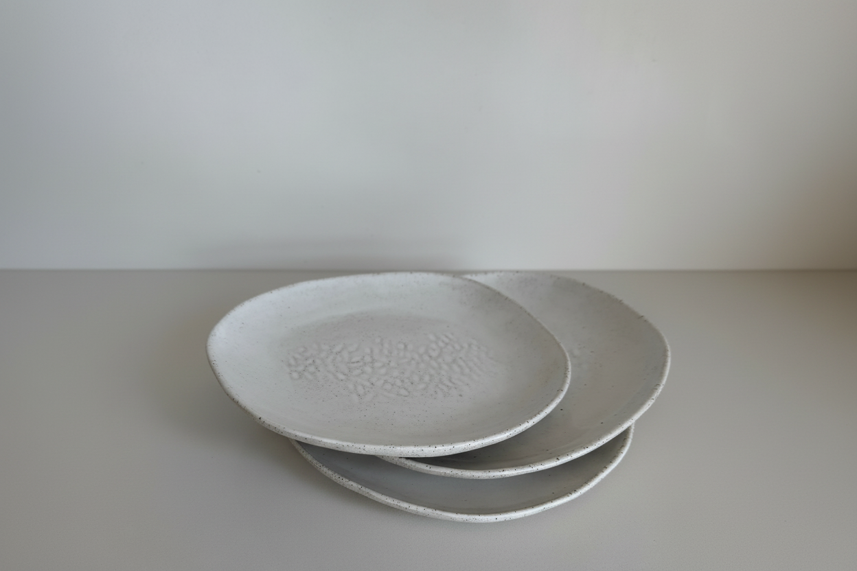 Ceramic plates with neutral white background - Image 1